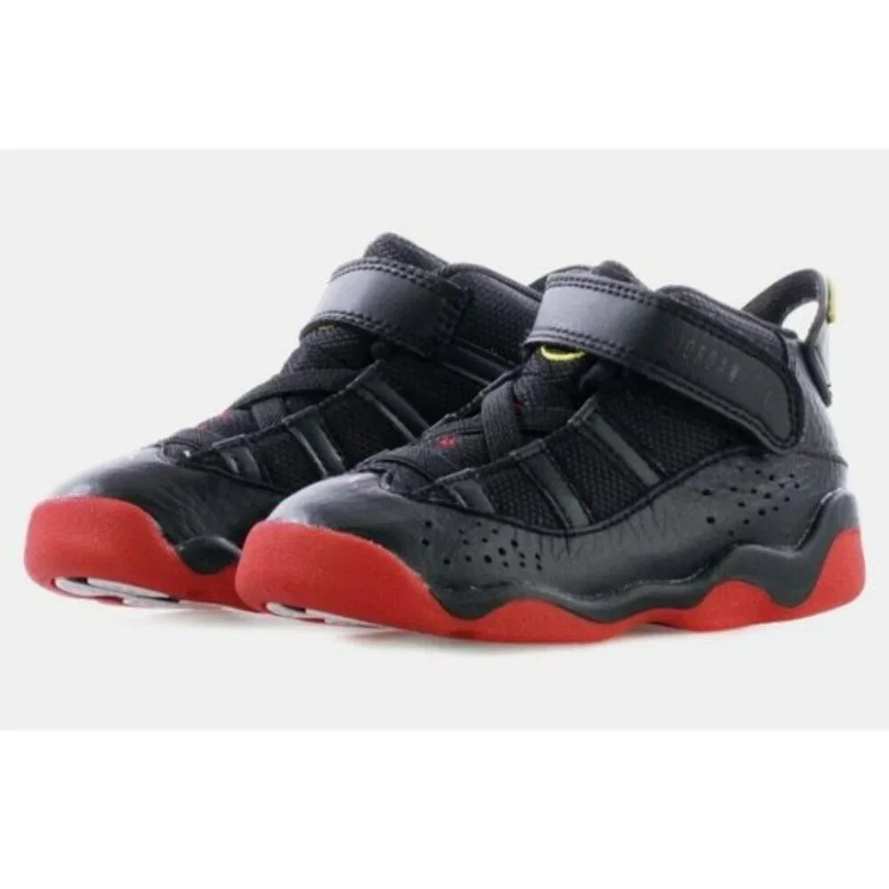 Nike Air Jordan 6 Rings Sneakers Black University Red 323420-063 Toddler Size 6C